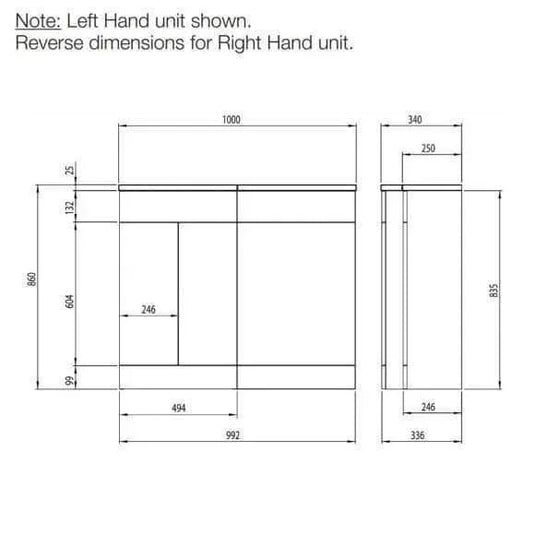 Tavistock Nexus 1000mm L Shape Combination Vanity Unit - Gloss White - DC12036+DC12037 - Envy Bathrooms Ltd