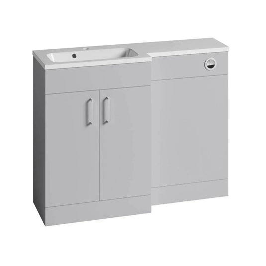 Tavistock Nexus 1100mm L Shape Combination Vanity Unit - Gloss Light Grey - DC12046+DC12045 - Envy Bathrooms Ltd