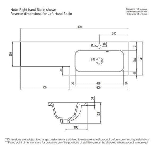 Tavistock Nexus 1100mm L Shape Combination Vanity Unit - Gloss White - DC12040+DC12037 - Envy Bathrooms Ltd
