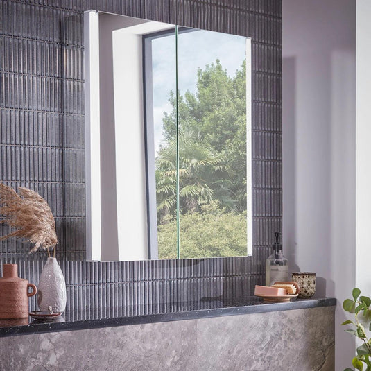 Tavistock Render 600 x 665mm Double Door Bathroom Cabinet - Aluminium - RMC060 - Envy Bathrooms Ltd