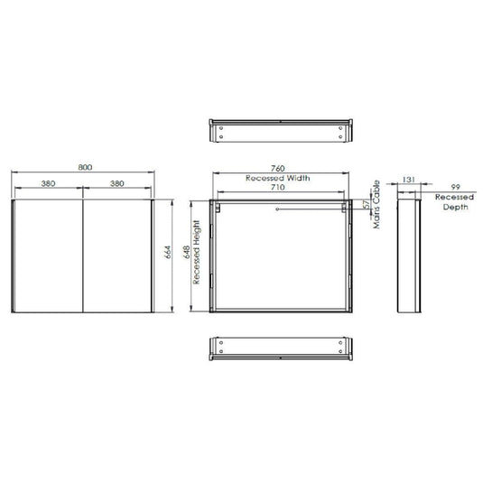Tavistock Render 800 x 665mm Double Door Bathroom Cabinet - Aluminium - RMC080 - Envy Bathrooms Ltd
