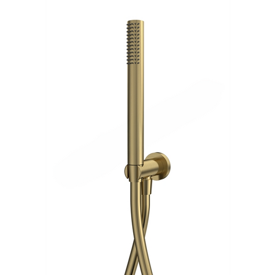 Tavistock Round Microphone Handset With Elbow Outlet And Hose Brushed Brass | SVACS42 - Envy Bathrooms Ltd