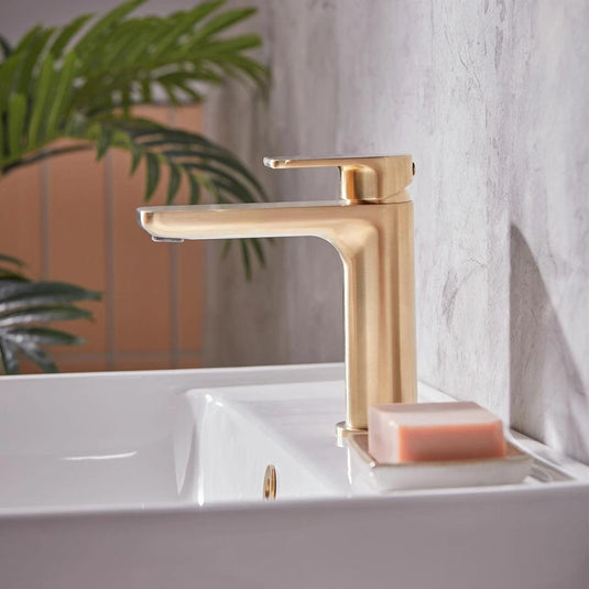 Tavistock Savour Basin Mono Mixer Tap with Click Waste - Brushed Brass - TSV1104 - Envy Bathrooms Ltd