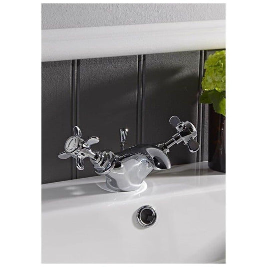 Tavistock Varsity Basin Monobloc Tap with Pop up Waste - Chrome/White - TVA10 - Envy Bathrooms Ltd