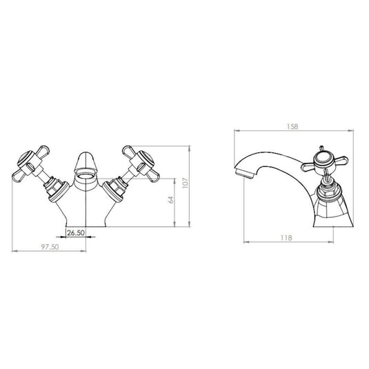 Tavistock Varsity Basin Monobloc Tap with Pop up Waste - Chrome/White - TVA10 - Envy Bathrooms Ltd