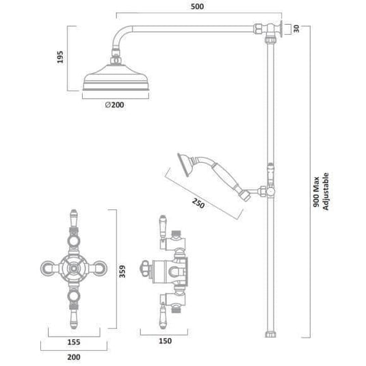 Tavistock Varsity Thermostatic Exposed Dual Function Shower Valve with Shower Head - Chrome - SVA1712 - Envy Bathrooms Ltd