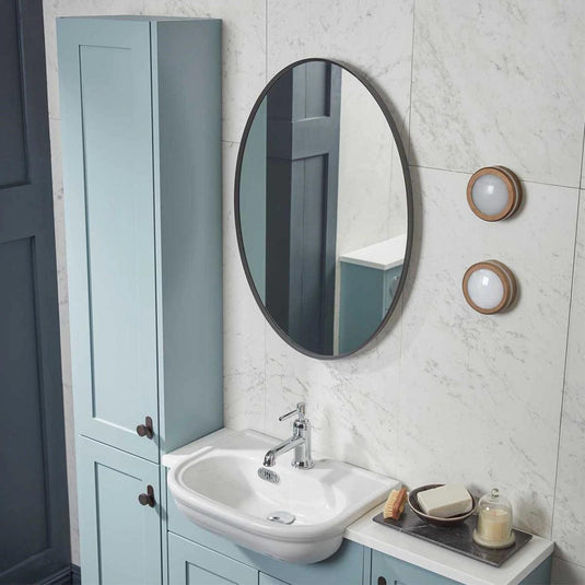 Tavistock Verge 800mm Black Framed Round Non-Illuminated Mirror - VRM80C - Envy Bathrooms Ltd