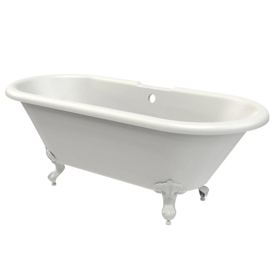 Double ended roll top bath with claw feet, classic white freestanding bathtub design