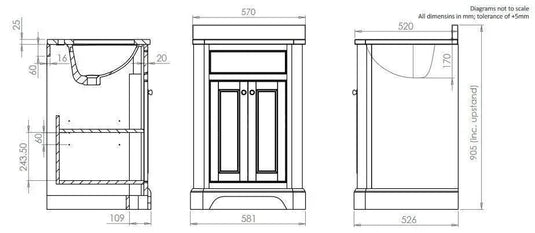 Tavistock Vitoria 600mm Floorstanding Cloakroom Vanity Unit - Dark Grey Matt - VT60FDGM - Envy Bathrooms Ltd