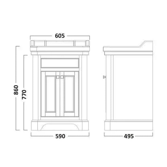 Tavistock Vitoria 600mm Floorstanding Vanity Unit - Linen White - VT60FLW - Envy Bathrooms Ltd