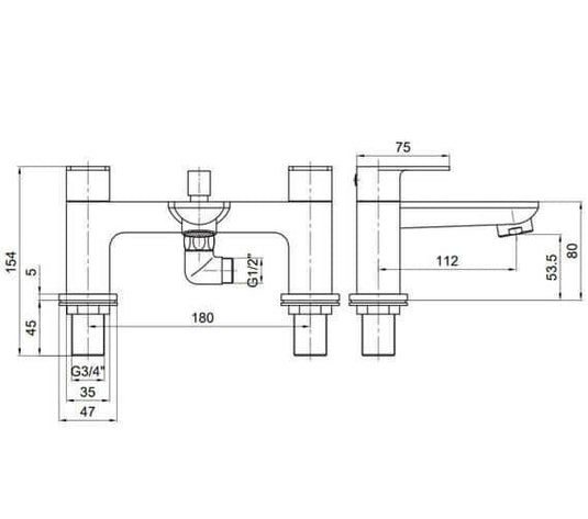 Tavistock Zero Bath Shower Mixer Tap with Handset - Chrome - TZE42 - Envy Bathrooms Ltd