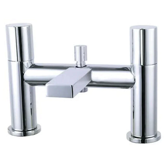 The White Space Evo 2-Hole Dual Knob Bath Shower Mixer Tap with Shower Kit - Chrome - Envy Bathrooms Ltd