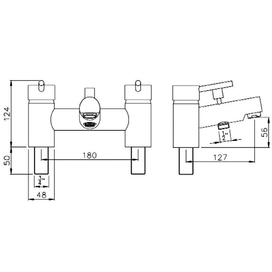 The White Space Pin Bath Shower Mixer Tap With Hand Shower - Chrome - Envy Bathrooms Ltd