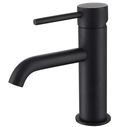 The White Space Pin Lux Single Lever Mini Mono Basin Mixer Tap with Sprung Plug Waste - Matt Black - Envy Bathrooms Ltd