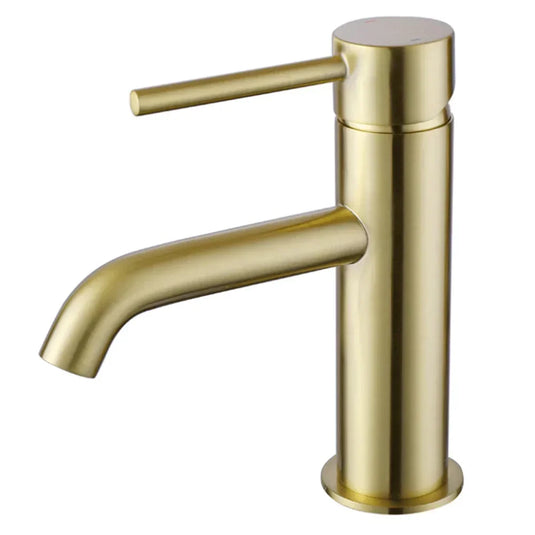 The White Space Pin Lux Single Lever Monobloc Basin Mixer Tap with Sprung Plug Waste - Brushed Brass - Envy Bathrooms Ltd