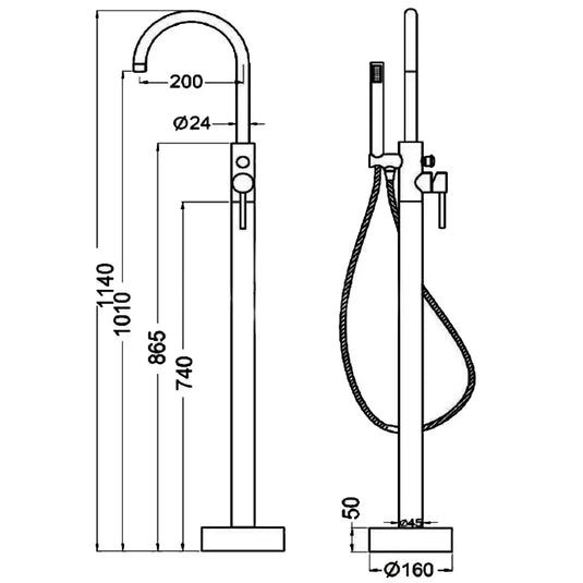 The White Space Pin Single Lever Freestanding Bath Shower Mixer Tap with Shower Kit - Chrome - Envy Bathrooms Ltd