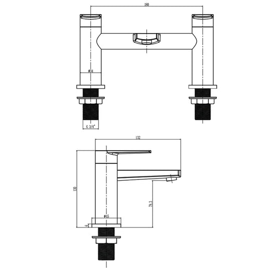 The White Space Sierra 2-Hole Dual Lever Bath Filler Tap - Chrome - Envy Bathrooms Ltd