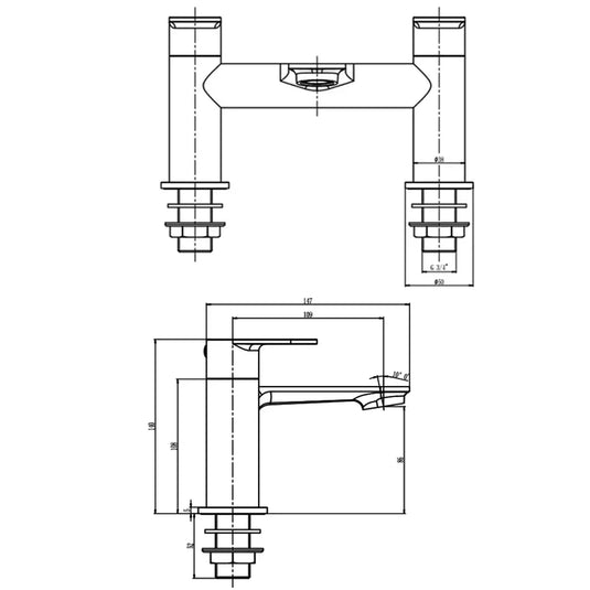 The White Space True Brassware 2-Hole Dual Lever Bath Filler Tap - Chrome - Envy Bathrooms Ltd