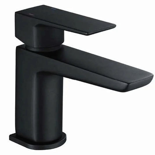 The White Space Veto Single Lever Mini Monobloc Basin Mixer Tap with Sprung Plug Waste - Black - Envy Bathrooms Ltd