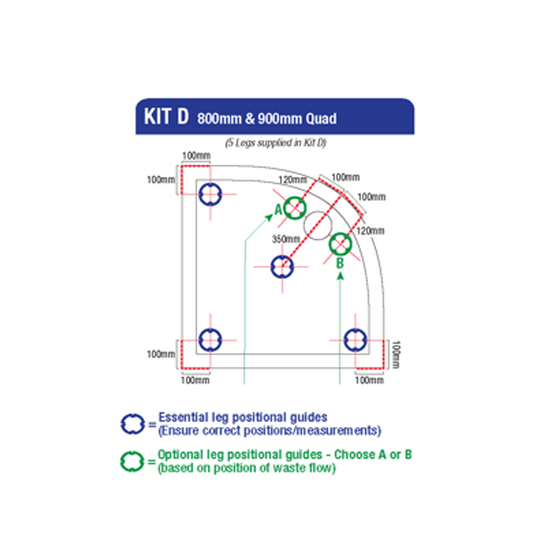 Traymate Elementary Kit D Leg & Panel for 800–900mm Quad Trays (5 Legs) | G9085 - Envy Bathrooms Ltd