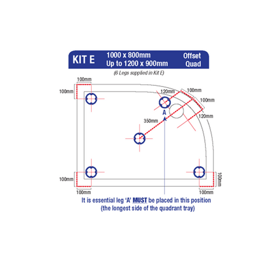 Traymate Elementary Kit E Leg & Panel for 1000–1200mm Quad Trays (6 Legs) | G9077 - Envy Bathrooms Ltd