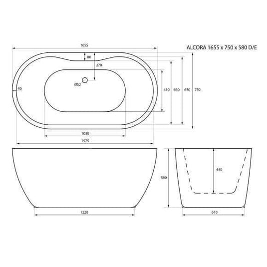 Trojan Alcora 1655mm Freestanding Bath - Envy Bathrooms Ltd