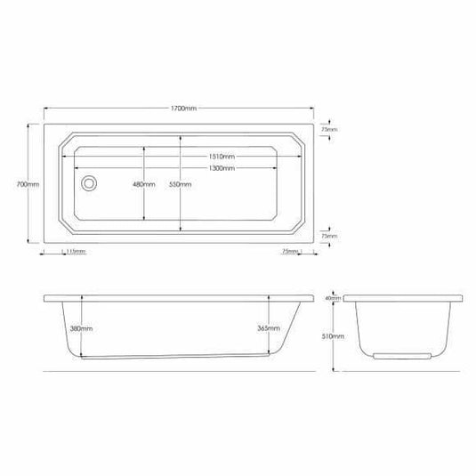 Trojan Art Deco 1700 x 700mm Trojancast Single Ended Bath - Envy Bathrooms Ltd