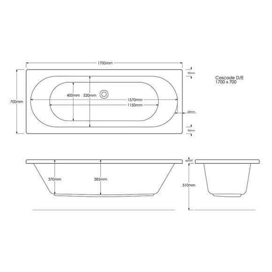 Trojan Cascade 1700 x 700mm Double Ended Bath - Envy Bathrooms Ltd