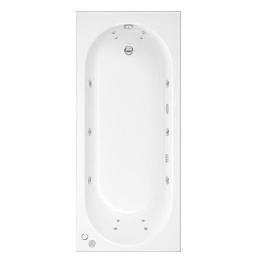 Trojan Cascade 1800 x 800mm Single Ended 14 Jet Whirlpool Bath with LED Light & Waste - Envy Bathrooms Ltd
