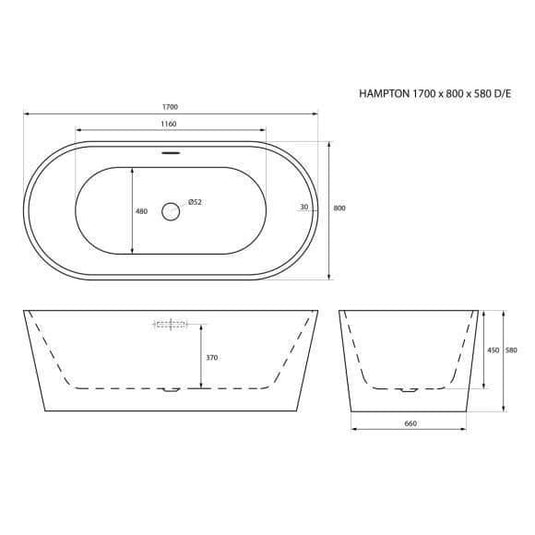 Trojan Hampton 1700mm Freestanding Double Ended Bath - Envy Bathrooms Ltd