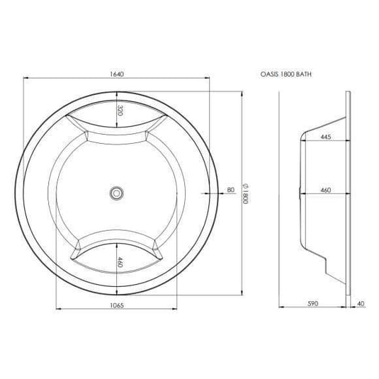Trojan Oasis 1800mm Round Inset Super Deep Bath - Envy Bathrooms Ltd