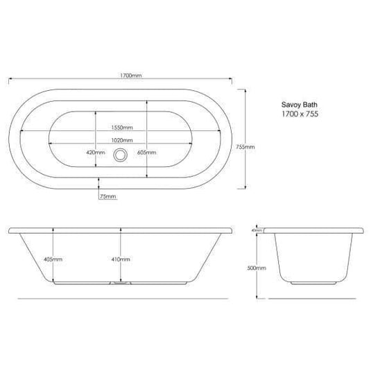 Trojan Savoy 1700mm Freestanding Double Ended Bath - Envy Bathrooms Ltd