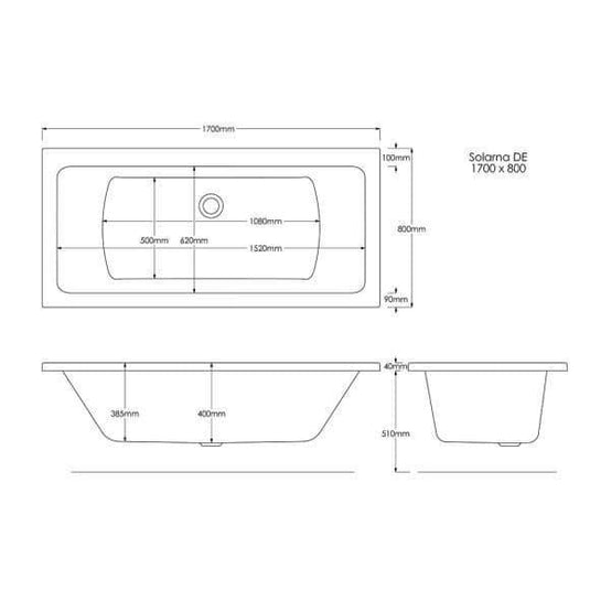 Trojan Solarna 1700 x 800mm Double Ended Bath - Envy Bathrooms Ltd