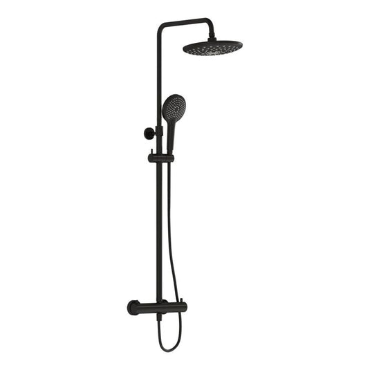 VitrA Aquaheat Bliss 240 Thermostatic Shower Column With 2-Function Overhead | Matt Black | A4720536VUK - Envy Bathrooms Ltd