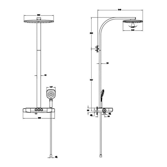 VitrA Aquaheat Charm 360 Shower Column With Shelf | Chrome | A47204VUK - Envy Bathrooms Ltd