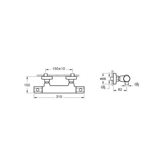 VitrA Aquaheat Essential Thermostatic Shower Mixer | Chrome | A47183VUK - Envy Bathrooms Ltd