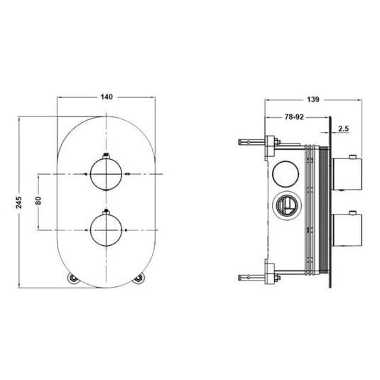 VitrA Aquaheat Round Thermostatic 2-Way Shower Mixer | Chrome | A47191VUK - Envy Bathrooms Ltd