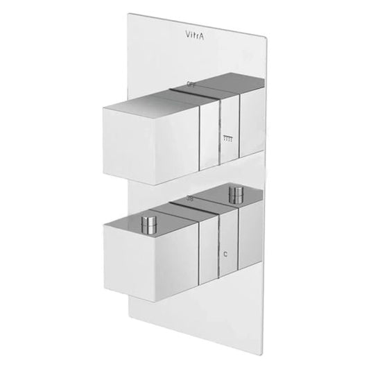 VitrA Aquaheat Square Thermostatic 1-Way Shower Mixer | Chrome | A47195VUK - Envy Bathrooms Ltd