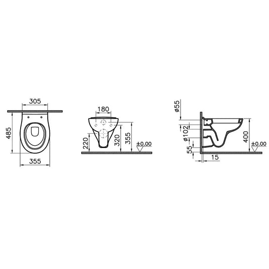 Vitra Arkitekt Short Projection Wall Hung Toilet Pan - White - Envy Bathrooms Ltd