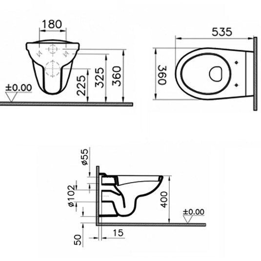 Vitra Arkitekt Wall Hung Toilet Pan - White - Envy Bathrooms Ltd