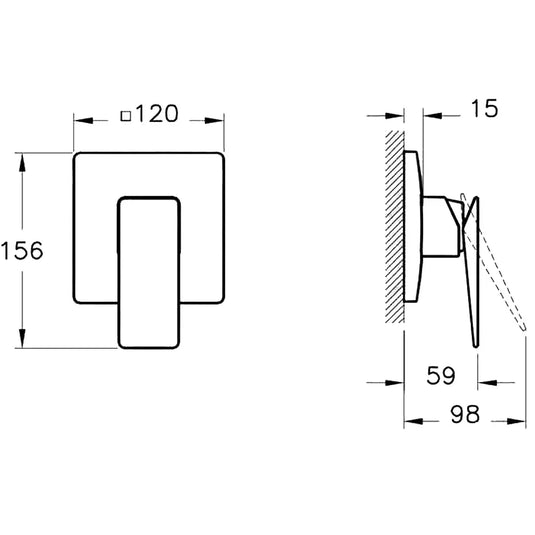 Vitra Brava Manual 1-Outlet Concealed Shower Valve - Single Handle - Chrome - Envy Bathrooms Ltd