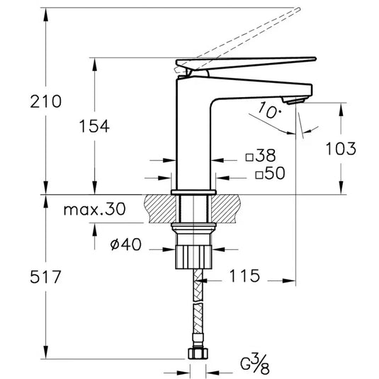 Vitra Brava Monobloc Basin Mixer Tap - Single Handle - Chrome - Envy Bathrooms Ltd