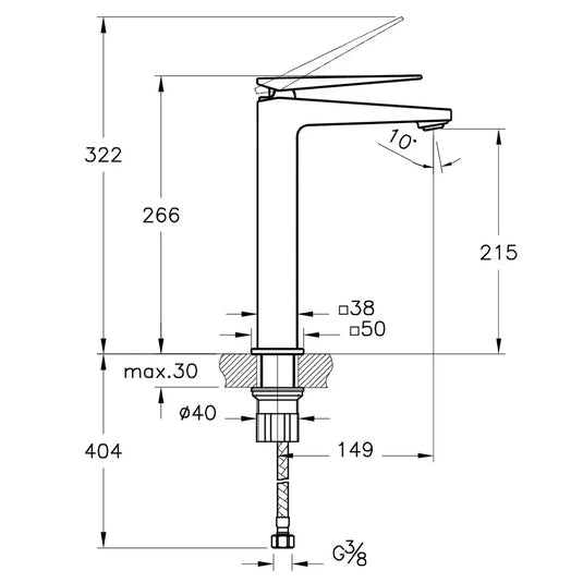 Vitra Brava Wall Mounted Basin Mixer Tap - Single Handle - Chrome - Envy Bathrooms Ltd