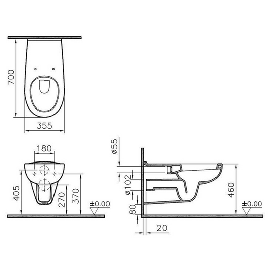 VitrA Conforma Accessible Wall Hung Pan Only - White - 5813B003-0075 - Envy Bathrooms Ltd