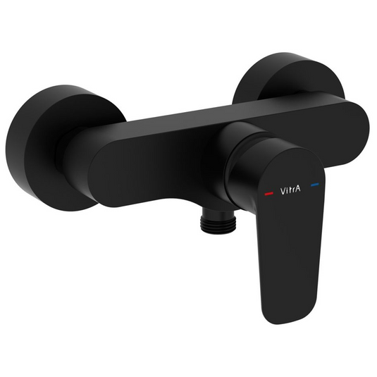 VitrA Flow Soft Wall Mounted Shower Mixer | Matt Black | A4293236EXP - Envy Bathrooms Ltd