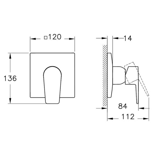 VitrA Flow Square Integrated Shower Mixer Valve | Chrome | A43298EXP - Envy Bathrooms Ltd