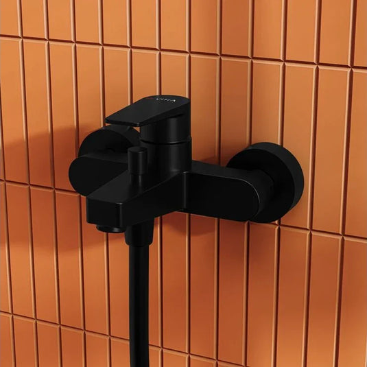 VitrA Flow Square Wall Mounted Bath/Shower Mixer - Matt Black - A4306336EXP - Envy Bathrooms Ltd