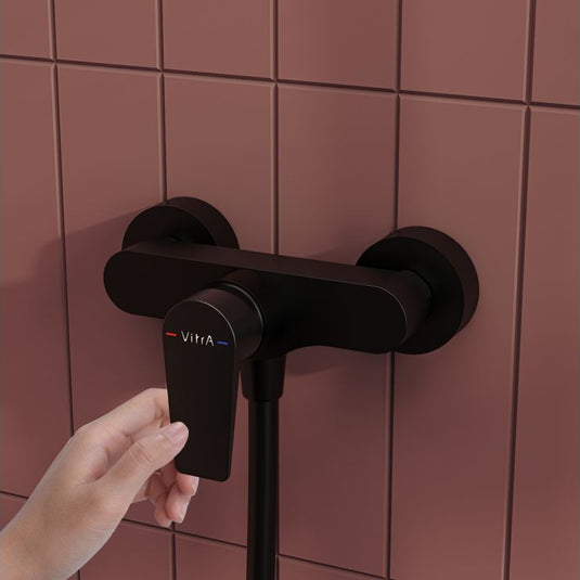 VitrA Flow Square Wall Mounted Shower Mixer | Matt Black | A4293136EXP - Envy Bathrooms Ltd