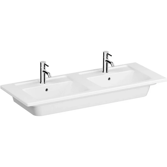 VitrA Integra 1200x470mm 2TH Vanity Basin w/Overflow - White - 7038B003-0001 - Envy Bathrooms Ltd