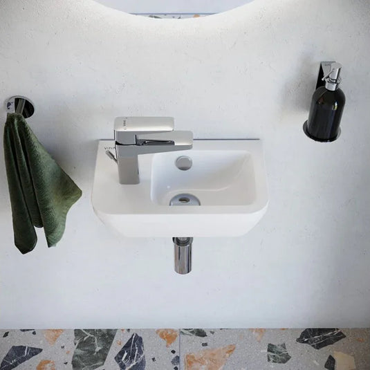 VitrA Integra 370x220mm 1TH Compact Basin (No Overflow) (LH) - White - 7090L003-0028 - Envy Bathrooms Ltd